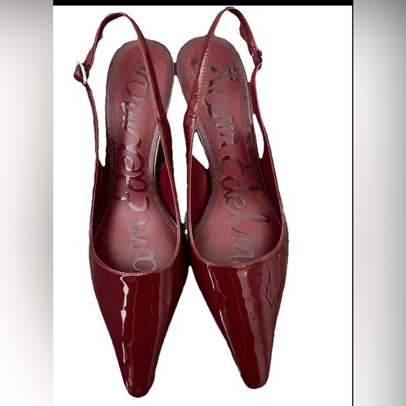 Sam Edelman French Merlot Patent Leather Bianka Slingback Pumps Size 9 - Picture 7 of 13